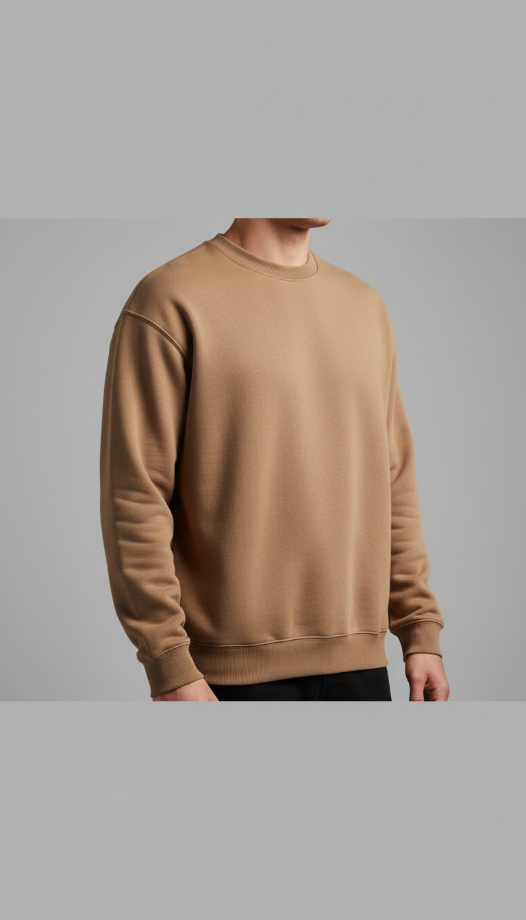 Sandstone Crewneck Minimalist Logo Accent