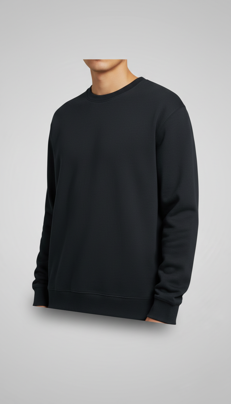 Slate Black Crewneck Cotton Blend